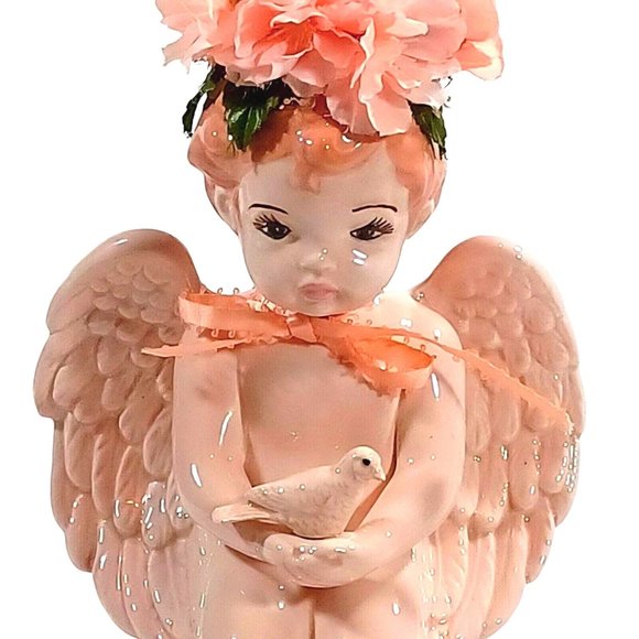 OOAK Baby Girl Angel Holding Dove Victorian Statue Cottage Shabby Chic Decor - Picture 3 of 15